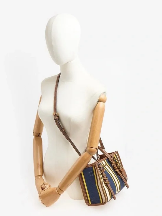 NWT Steve Madden Navy Brown & Yellow Striped Crossbody Bag - Picture 2 of 3